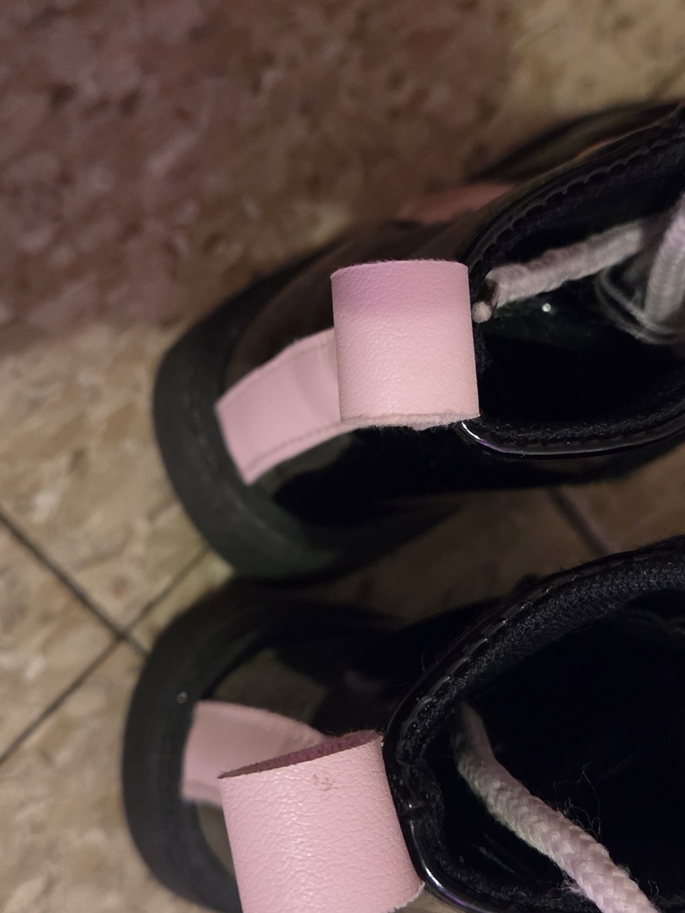 Kids Black and Pink Lace-Up Boots - Pink Accent